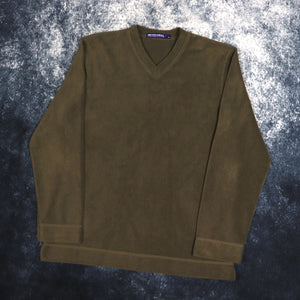 Vintage Khaki Global Adventure V Neck Fleece Sweatshirt | Medium