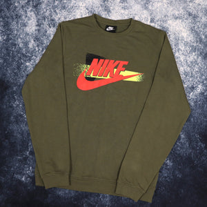 Vintage Khaki Nike Spell Out Sweatshirt | Small