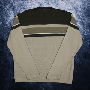 Vintage Khaki & Beige Colour Block Jumper