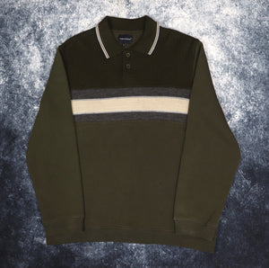 Vintage Khaki, Blue & Beige Collared Sweatshirt | Large
