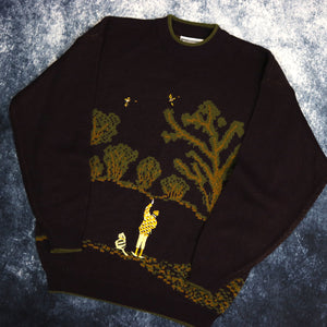 Vintage Maroon & Khaki Silver Cloud Grandad Jumper | Large
