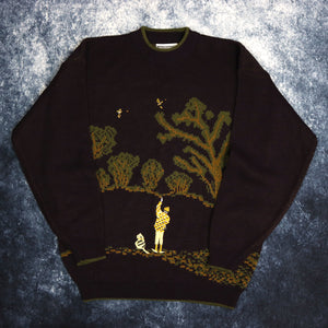 Vintage Maroon & Khaki Silver Cloud Grandad Jumper | Large