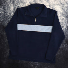 Load image into Gallery viewer, Vintage Navy &amp; Baby Blue 1/4 Zip Fleece Sweatshirt | Medium
