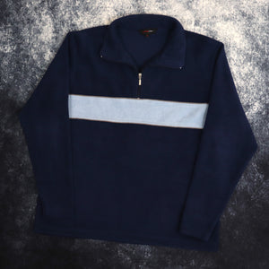 Vintage Navy & Baby Blue 1/4 Zip Fleece Sweatshirt | Medium