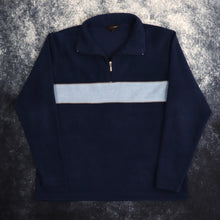 Load image into Gallery viewer, Vintage Navy &amp; Baby Blue 1/4 Zip Fleece Sweatshirt | Medium
