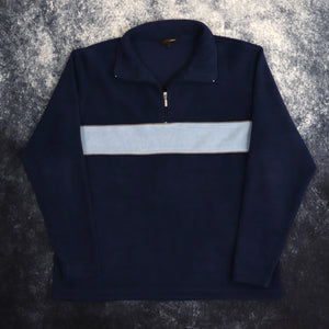 Vintage Navy & Baby Blue 1/4 Zip Fleece Sweatshirt | Medium