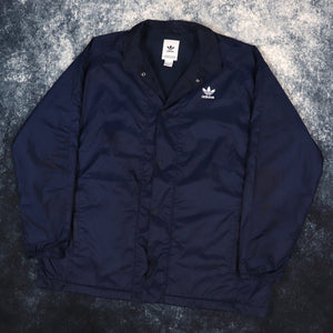 Vintage Navy Adidas Trefoil Fleece Lined Coach Jacket | Large