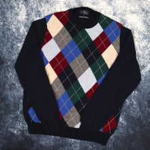 Load image into Gallery viewer, Vintage Navy Argyle Grandad Jumper | Medium

