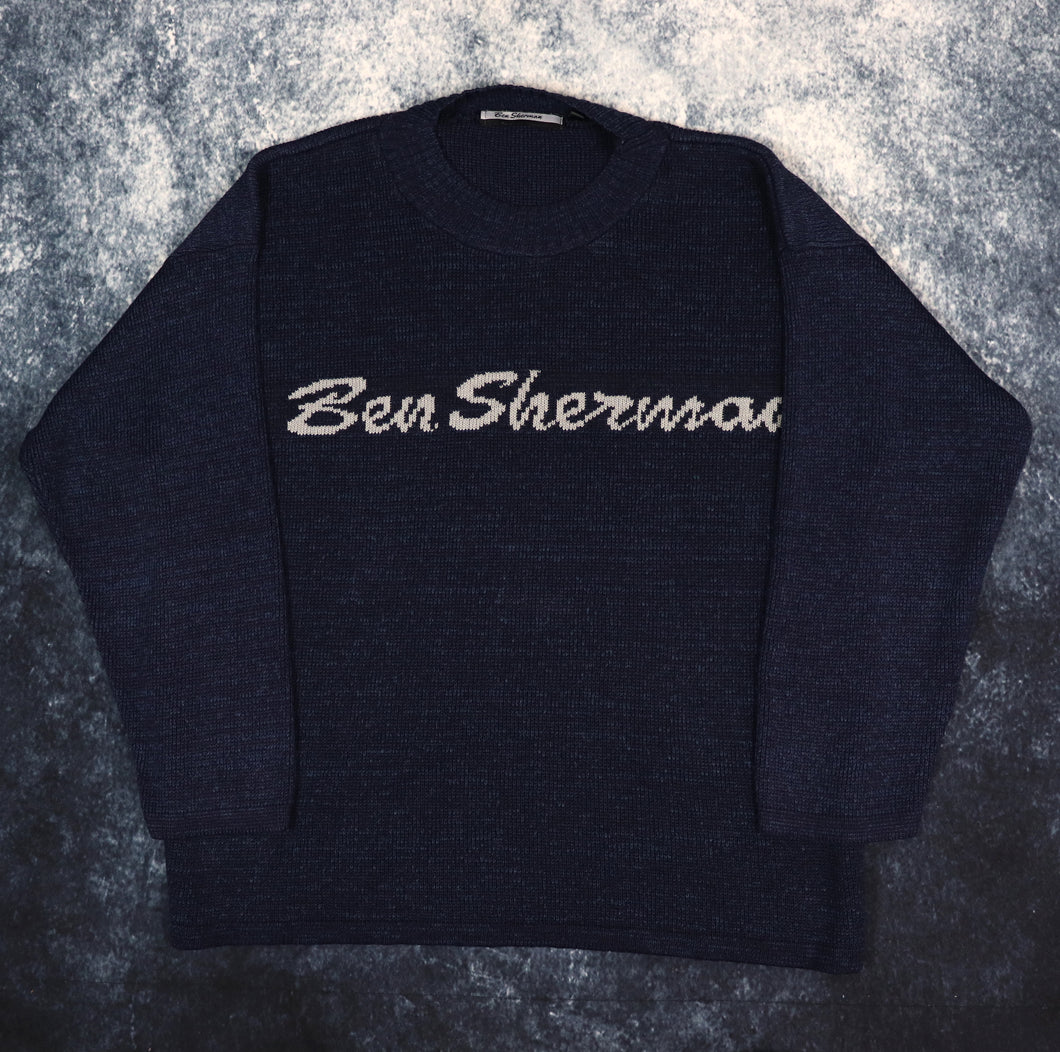 Vintage Navy Ben Sherman Spell Out Jumper | XL