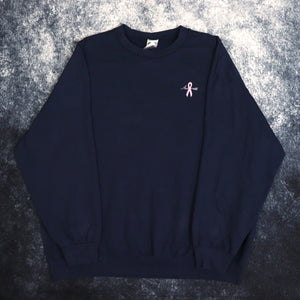 Vintage Navy Breast Cancer Awareness Sweatshirt | XXL