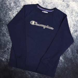 Vintage Navy Champion Spell Out Sweatshirt | XS