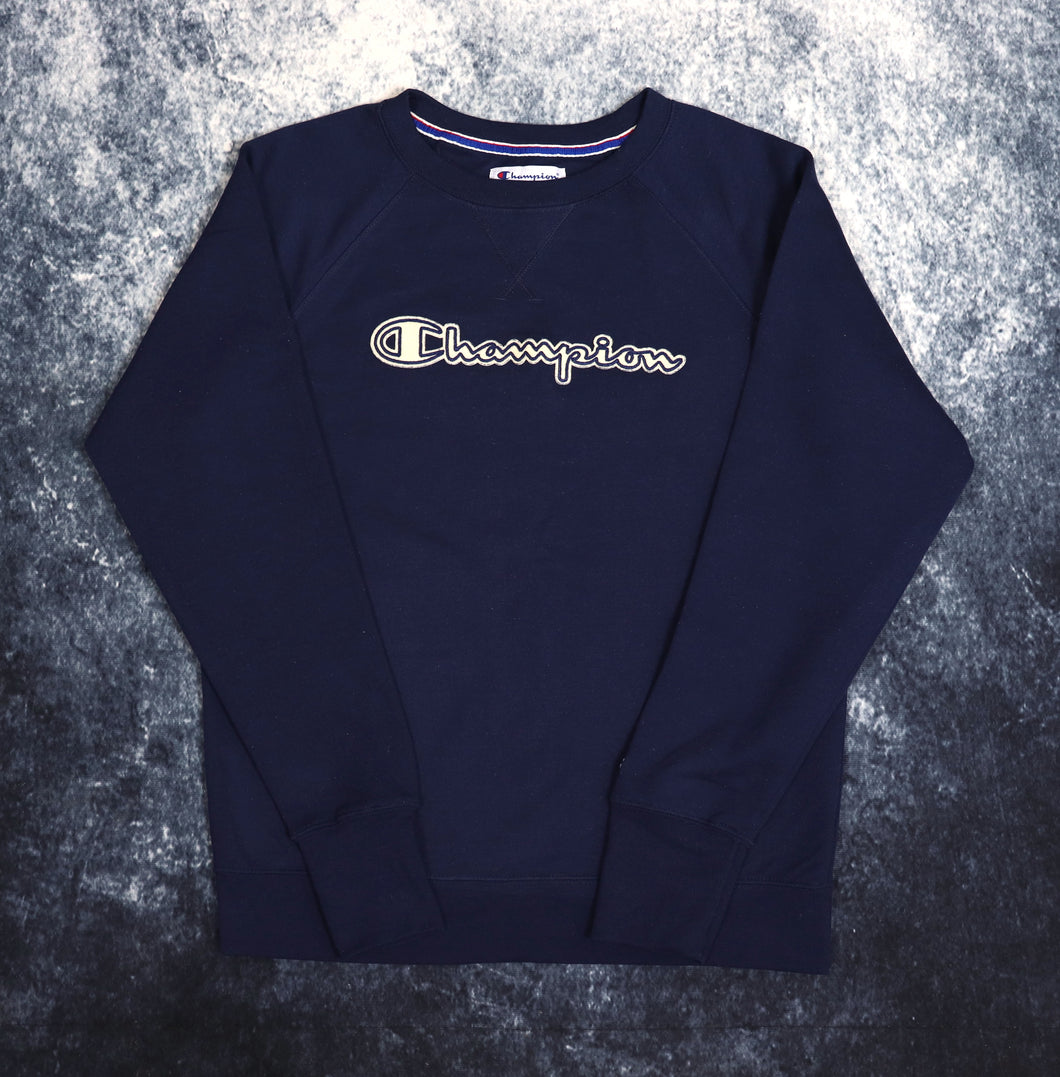 Vintage Navy Champion Spell Out Sweatshirt | XS
