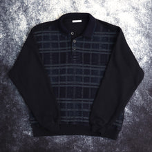 Load image into Gallery viewer, Vintage Navy Checkered Collared Sweatshirt | Medium
