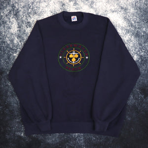 Vintage Navy Clearwater Beach Embroidered Sweatshirt | XL