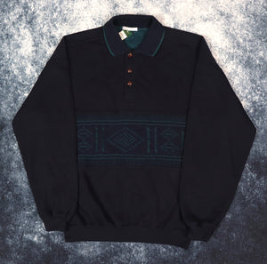 Vintage Navy Collared Sweatshirt | Small