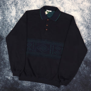 Vintage Navy Collared Sweatshirt | Small
