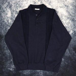 Vintage Navy Collared Sweatshirt | Medium