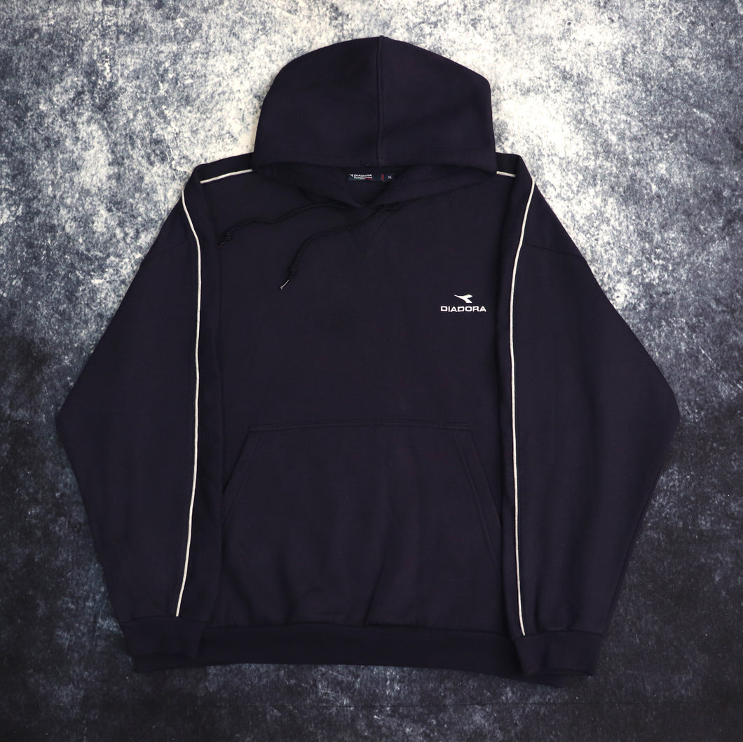 Vintage Navy Diadora Hoodie | XL