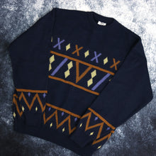 Load image into Gallery viewer, Vintage 90&#39;s Navy Angelo Diamond Grandad Jumper | Large

