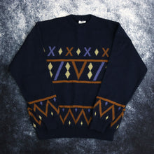 Load image into Gallery viewer, Vintage 90&#39;s Navy Angelo Diamond Grandad Jumper | Large
