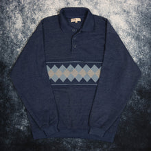 Load image into Gallery viewer, Vintage Navy Diamond Collared Sweatshirt

