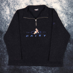 Vintage Navy Disney Daisy Duck 1/4 Zip Sherpa Fleece Sweatshirt | Medium