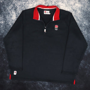 Vintage Navy England Rugby 1/4 Zip Sweatshirt | XXL