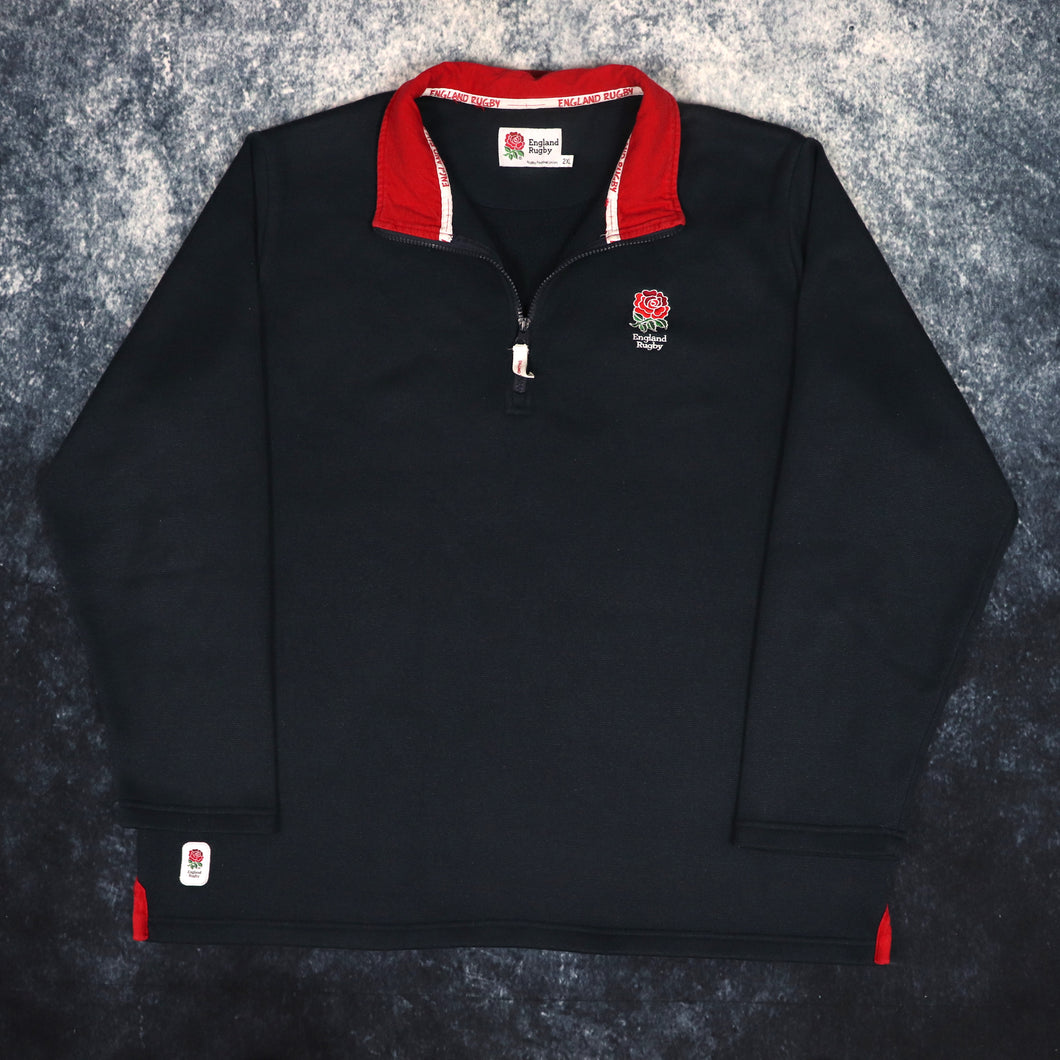 Vintage Navy England Rugby 1/4 Zip Sweatshirt | XXL