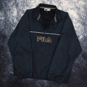 Vintage Navy Fila 1/4 Zip Windbreaker Jacket | Large