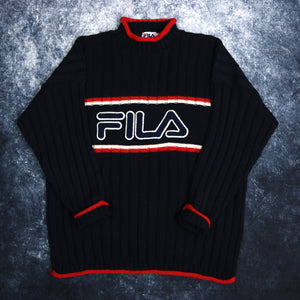 Vintage 90's Navy Fila High Neck Jumper | 3XL