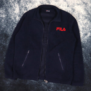 Vintage Navy Fila Sherpa Fleece Jacket | Medium
