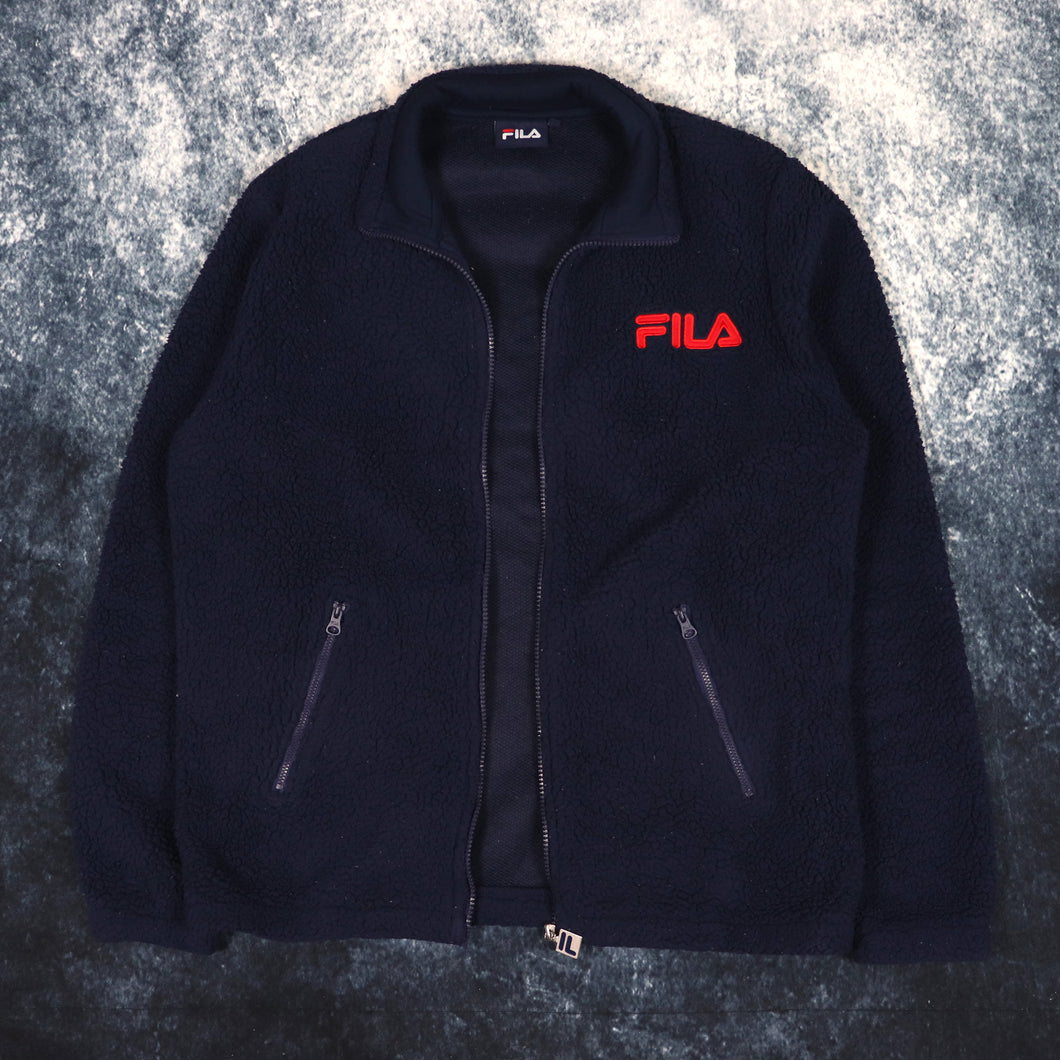 Vintage Navy Fila Sherpa Fleece Jacket | Medium