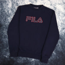 Load image into Gallery viewer, Vintage Navy Fila Spell Out Sweatshirt | XS
