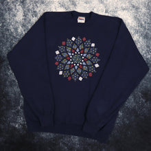 Load image into Gallery viewer, Vintage Navy Floral Embroidered Sweatshirt | Medium
