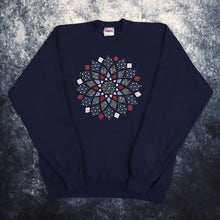 Load image into Gallery viewer, Vintage Navy Floral Embroidered Sweatshirt | Medium
