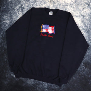 Vintage Navy God Bless America Sweatshirt | XXL