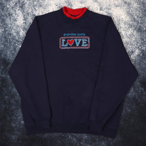 Vintage Navy Grandma Spells Love Sweatshirt | XL