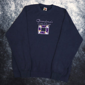 Vintage Navy Grandma's Little Angels Embroidered Sweatshirt | XL