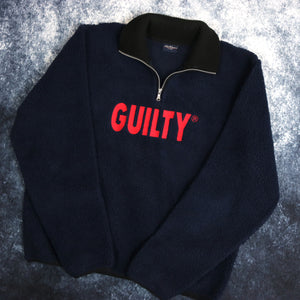 Vintage Navy Guilty 1/4 Zip Sherpa Fleece Sweatshirt