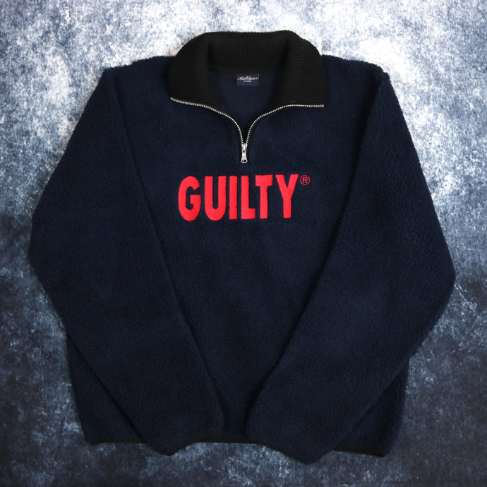Vintage Navy Guilty 1/4 Zip Sherpa Fleece Sweatshirt