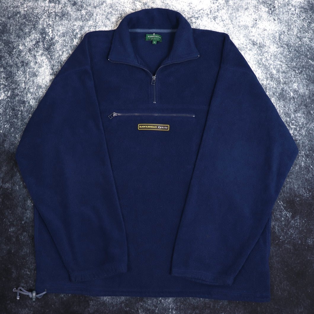 Vintage Navy Hawkshead Sports 1/4 Zip Fleece Sweatshirt | 4XL