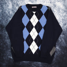 Load image into Gallery viewer, Vintage Navy Henry Morell Argyle Jumper | Medium
