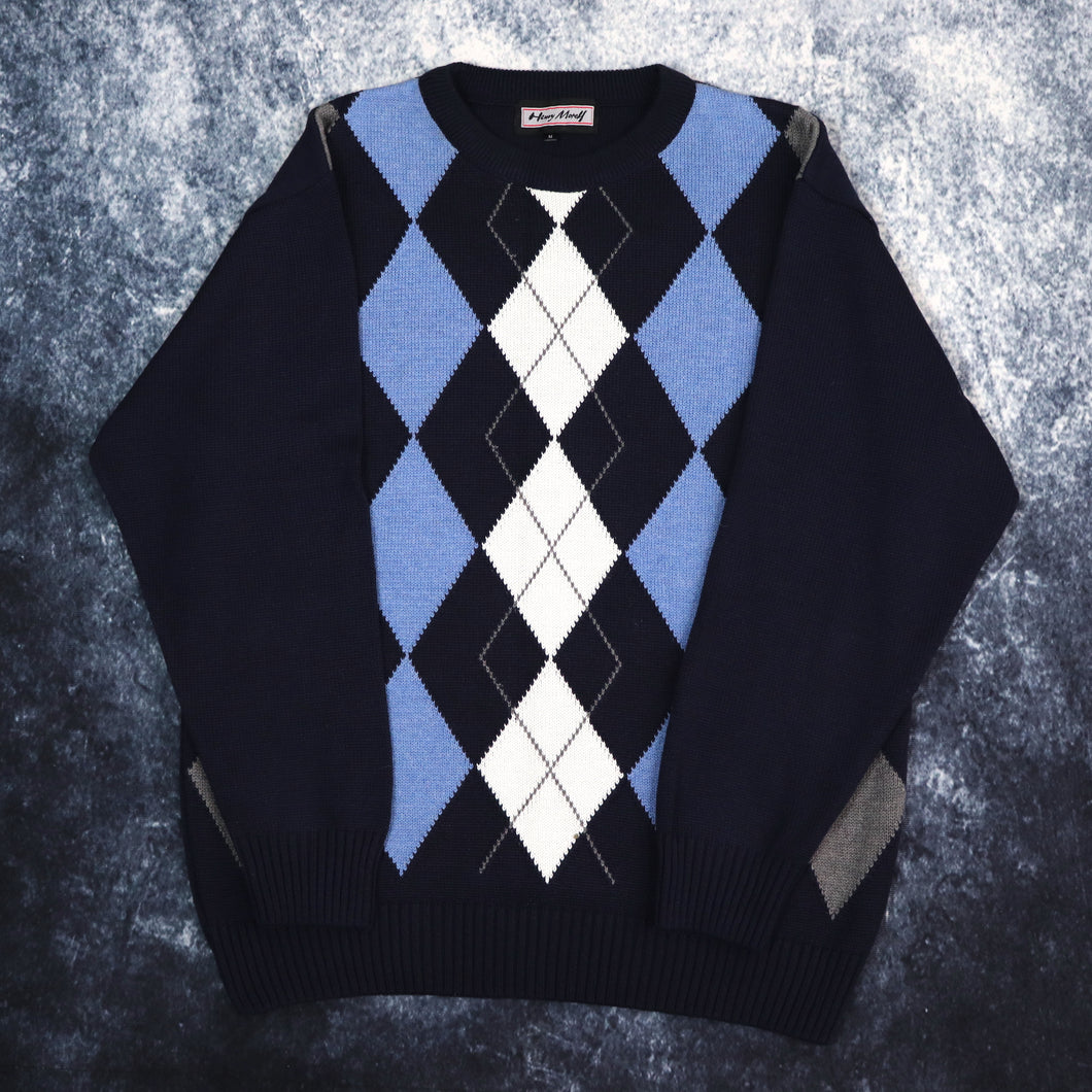 Vintage Navy Henry Morell Argyle Jumper | Medium