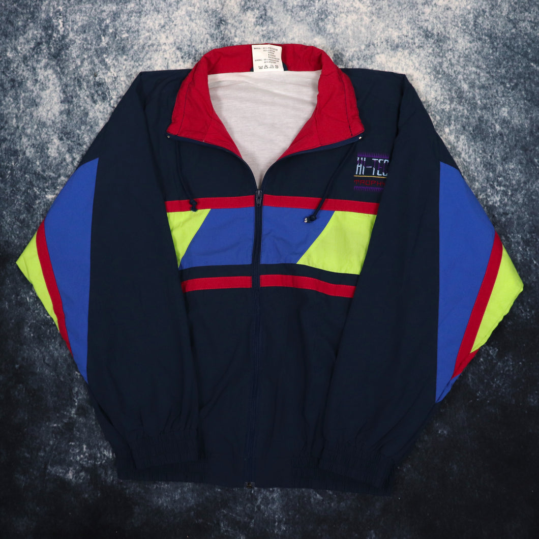 Vintage 90s Navy Hi-Tec Trophy Windbreaker Jacket | Large