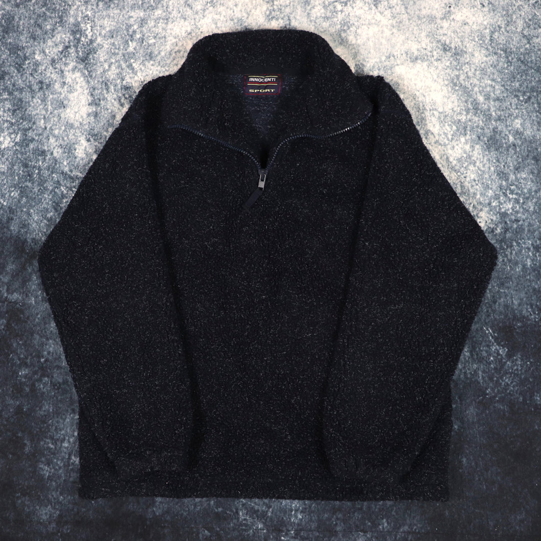 Vintage 90s Navy Innocenti Sport 1/4 Zip Sherpa Fleece Sweatshirt | Large