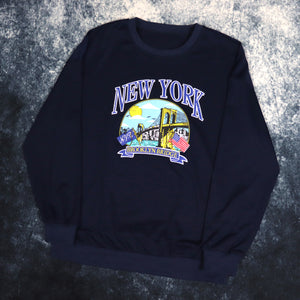 Vintage Navy New York Brooklyn Bridge Sweatshirt | Small