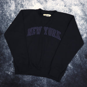 Vintage Navy New York Spell Out Sweatshirt | XS