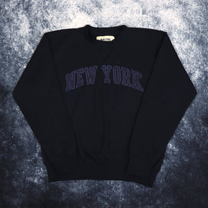 Vintage Navy New York Spell Out Sweatshirt | XS