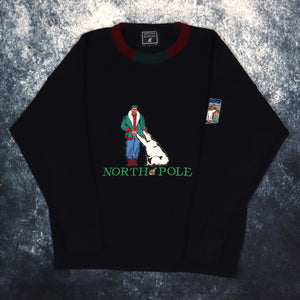 Vintage 90s Navy North Pole Polar Bear Jumper | Small