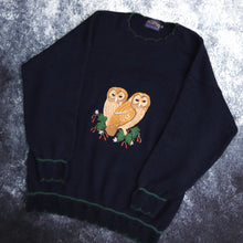Load image into Gallery viewer, Vintage Navy Owl Embroidered Jumper | Medium
